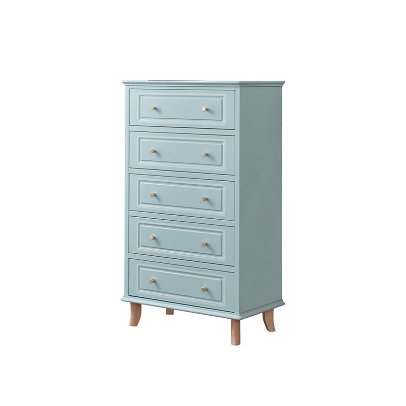 Cofre de acento de rectángulo de madera azul/ blanco contemporáneo con cajones