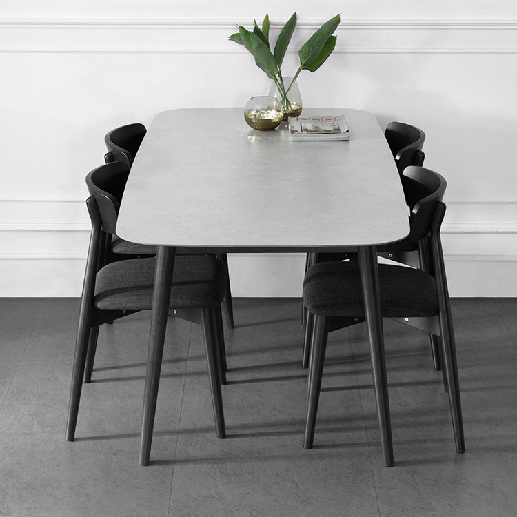 Tavolo da pranzo rettangolare in pietra grigio in stile moderno per cucina