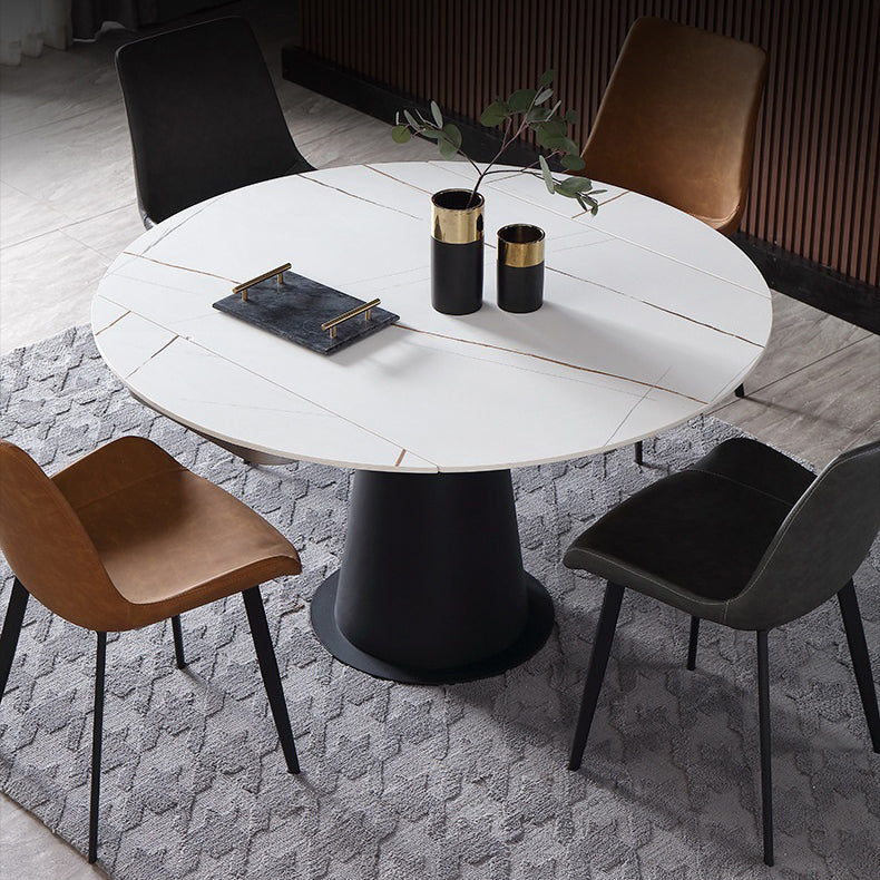 Rectangular Sintered Stone Dining Table Modern Furniture with Pedestal Base