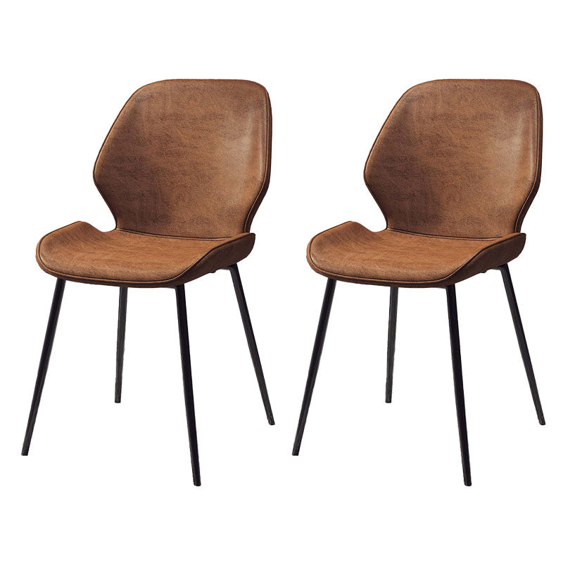 Eigentijdse eetkamerstoel keuken wingback armloze zijstoel met metalen benen