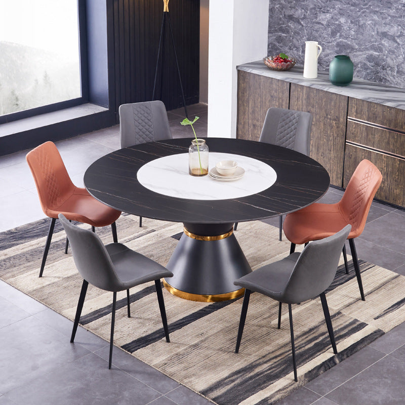 Conjunto de mesa de piedra sinterizada redonda contemporánea 1/7 piezas de comedor