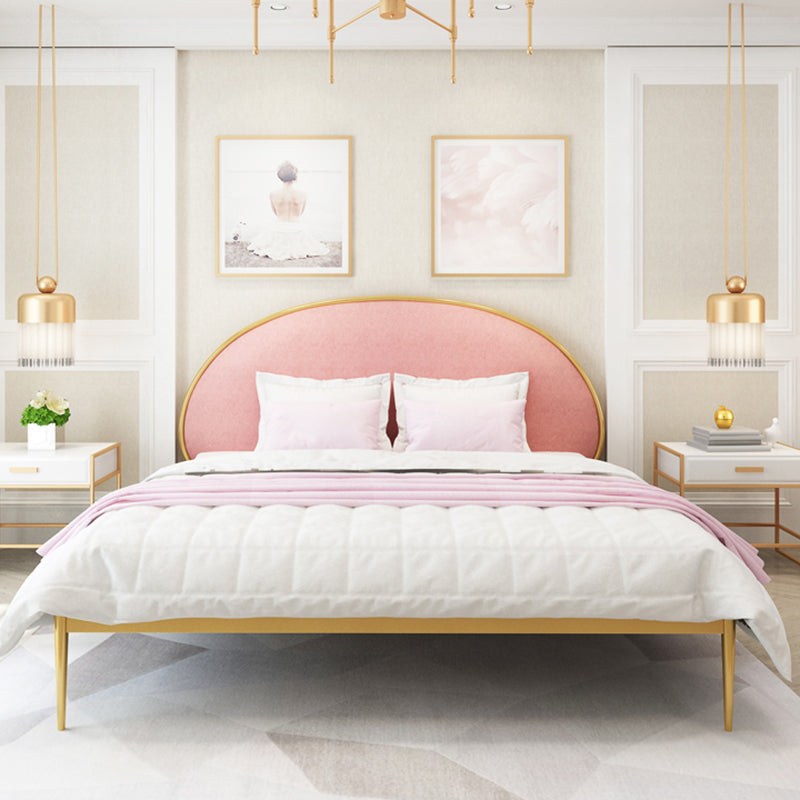 Lettino in stile rivestito in stile glam con gambe in metallo letto standard