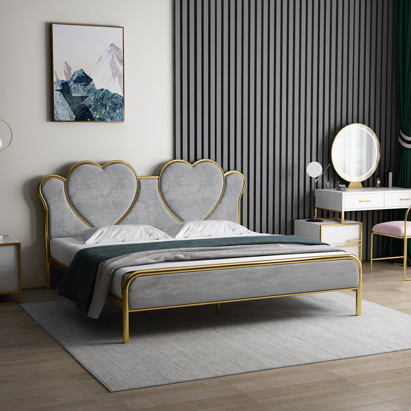 Letto della testiera imbottita glam con piede e gambe in metallo