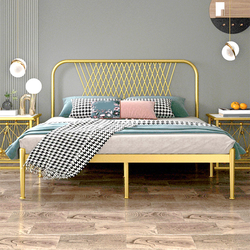 Glam Iron Headboard Bed with Open-Frame and Metal Legs Bed 47.24" Gold Clearhalo 'Bedroom Furniture' 'Beds' 'furn' 'furn_beds' 'Furniture' 5809524