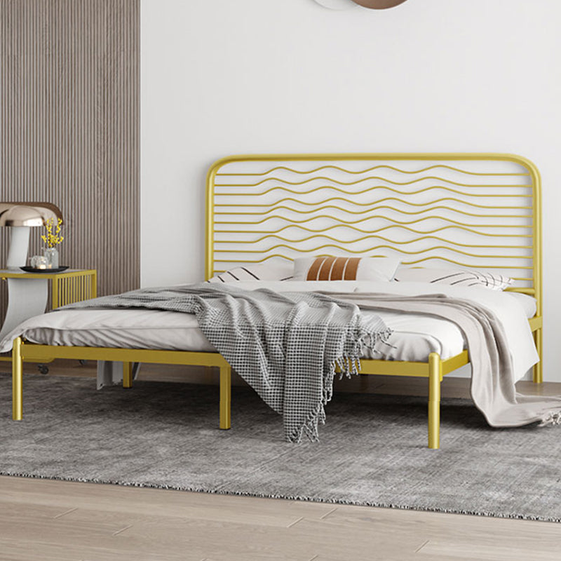 Glam Iron Open-Frame Bed with Rectangle Headboard and Metal Legs