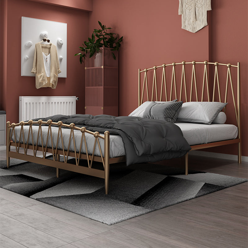 Glam Iron Frame Bed with Open-Frame Arched Headboard and Metal Legs