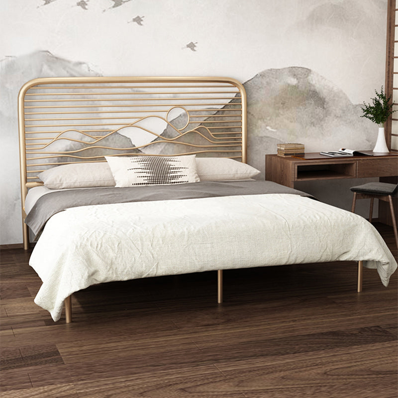 Open-Frame Bed with Iron Rectangle Headboard and Metal Legs Bed Gold Clearhalo 'Bedroom Furniture' 'Beds' 'furn' 'furn_beds' 'Furniture' 5809582
