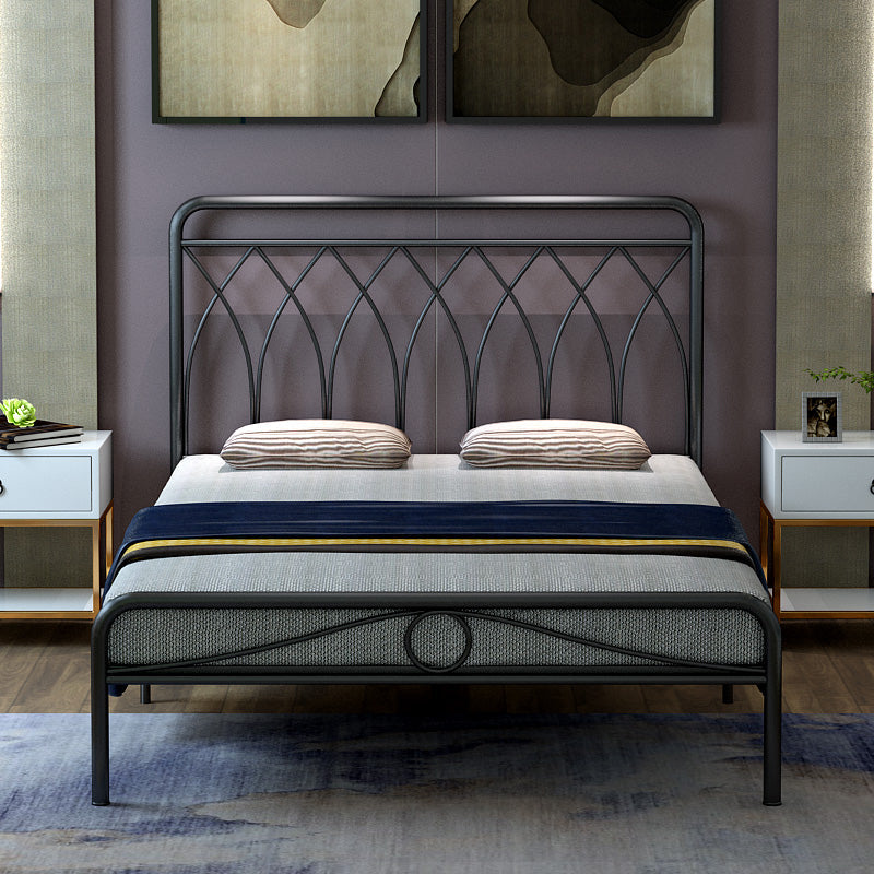 Glam Open-Frame Bed with Iron Frame Headboard and Metal Legs Black Clearhalo 'Bedroom Furniture' 'Beds' 'furn' 'furn_beds' 'Furniture' 5809596
