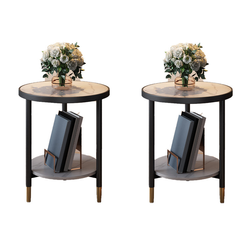 3 benen leisteen bijzettafel rondom minimalistische dubbele laag eindtafel