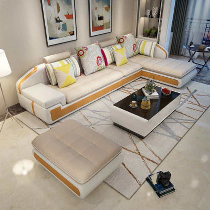 Contemporary L-Shape Modular Furniture Sectionals for Four People