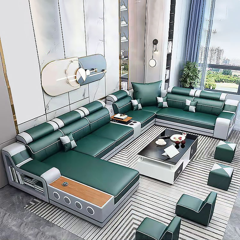 141.73"D x 94.5"W x 35.43"H Cushion Back Sloped Arms Sectionals with Storage