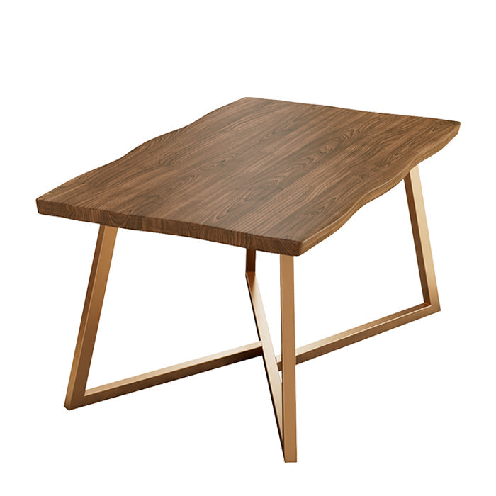 Tavolo da pranzo a base di metallo oro Tavolo da cucina per la sala da pranzo in legno massiccio