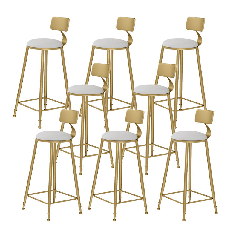 Tabouret de barre à contre-tabouret rond glamour tabouret de repose-pied en cuir avec base dorée