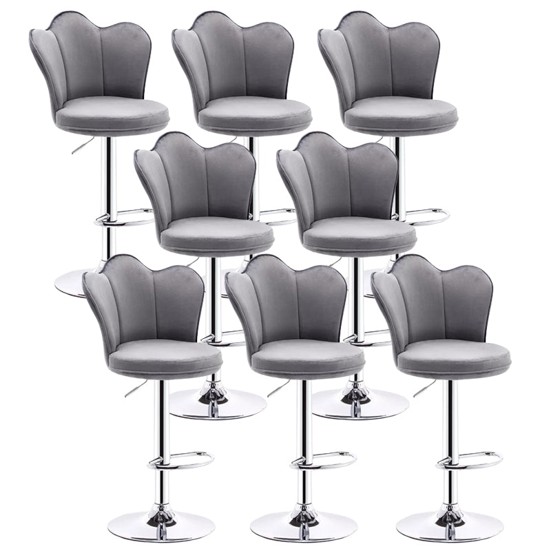 Contemporary Metal Barstool Velvet Footrest Low Back Stool with Swivel in Matte Finish Grey 8 Piece Set Bar Stool(31"H) Clearhalo 'Bar Furniture' 'Bar Stools' 'bar_stools' 'furn' 'furn_bar_stools' 'Furniture' 'Kitchen & Dining Furniture' 5813206