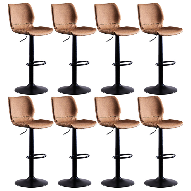 Contemporary Metal Barstool PU Leather Barstools in Matte Finish for Home