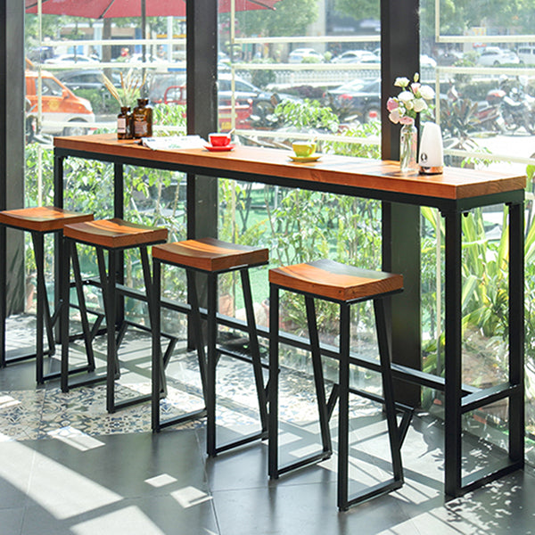 Tavolo da barra in legno massiccio marrone chiaro glam tavolo da bistrot con cavalletto