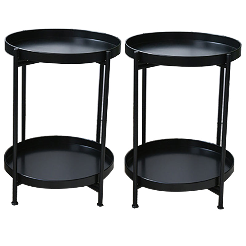 Metal Nightstand 20" Tall Industrial Bedside Cabinet with 2 Shelves