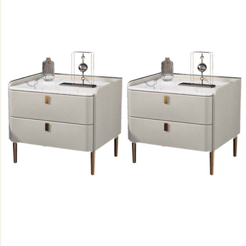 Nightand de lit de luxe léger 2 tiroirs table de nuit avec des jambes pour chambre à coucher