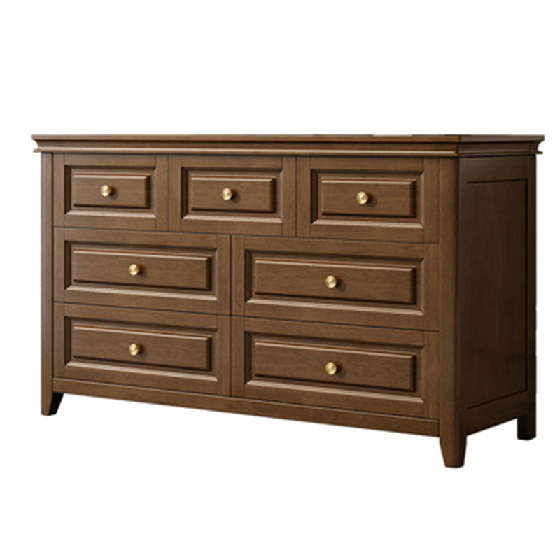 Glam Bedroom Storage Chest Wooden Chest in Brown with Drawers