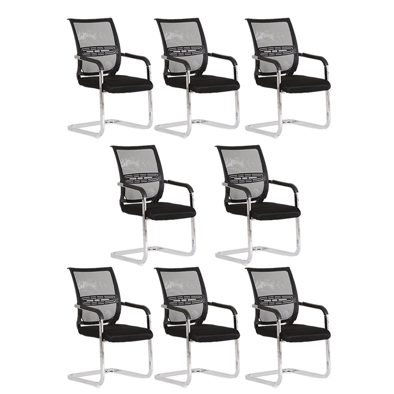Black Fixed Arms Modern Office Chair Steel No Wheels Office Chair 8 Piece Set Clearhalo 'furn' 'furn_office_chair' 'Furniture' 'Office Chairs' 'Office Furniture' 'office_chair' 5819509