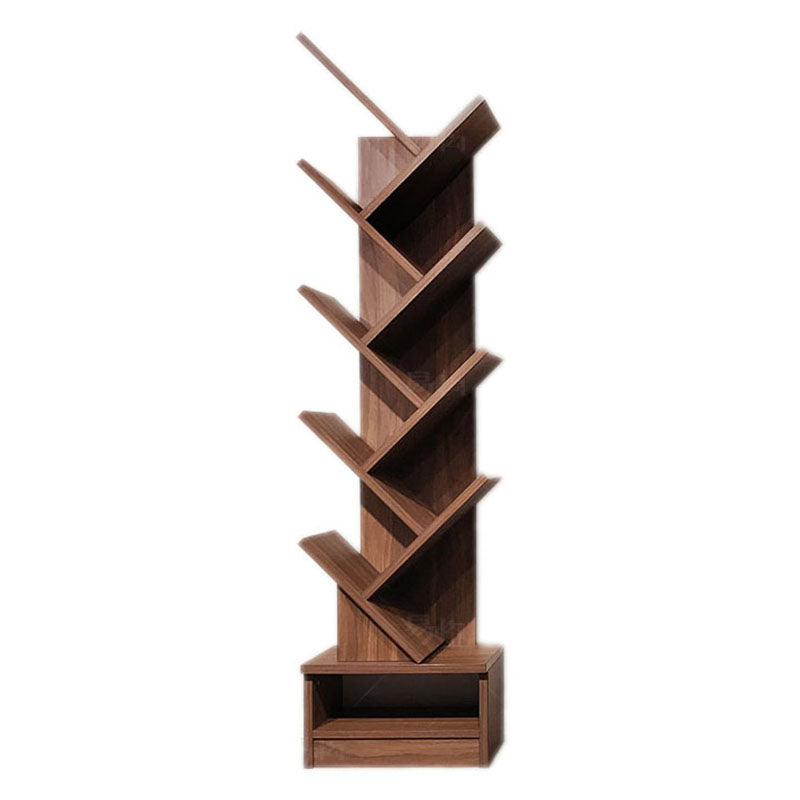 Modern Engineered Wood Bookshelf Walnut Geometric Closed Back Bookcase 14.6"L x 8.3"W x 58.1"H Clearhalo 'Bookcases' 'furn' 'furn_bookcases' 'Furniture' 'Office Furniture' 5820266