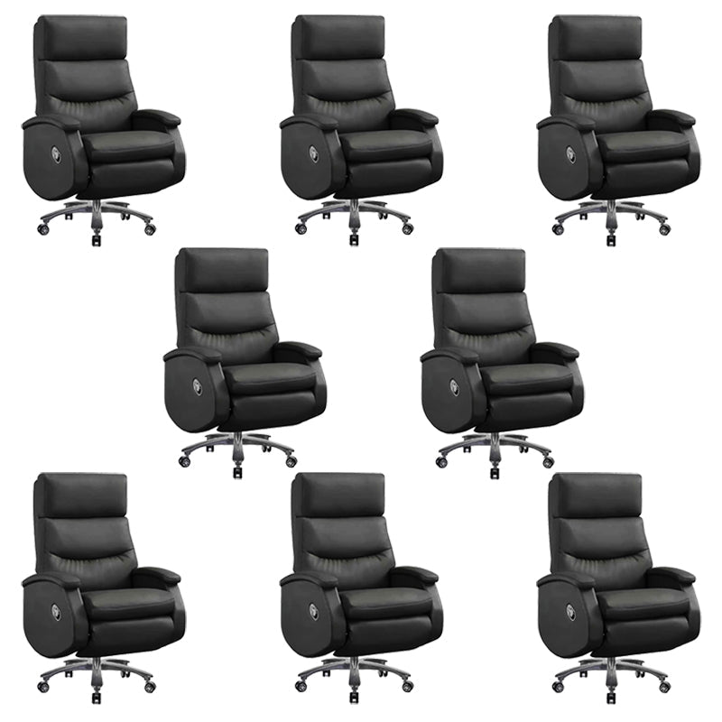 Faux Leather Executive Chair High Back Swivel Arms Included Office Chair Black 8 Piece Set Clearhalo 'furn' 'furn_office_chair' 'Furniture' 'Office Chairs' 'Office Furniture' 'office_chair' 5820905