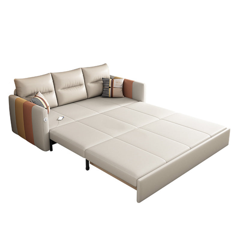 Sofá de cuero falso Sofá Sofá Sofá de almohada cosida en marrón claro