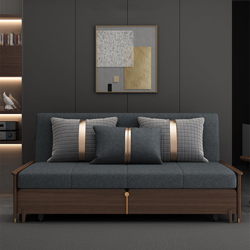 Modern Armless Sofa Bed with Storage Linen Sofa Bed in Brown