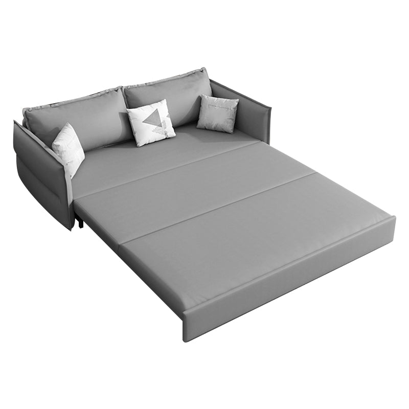 Cama de sofá de cuero de imitación gris con almohada de almacenamiento hacia atrás sofá