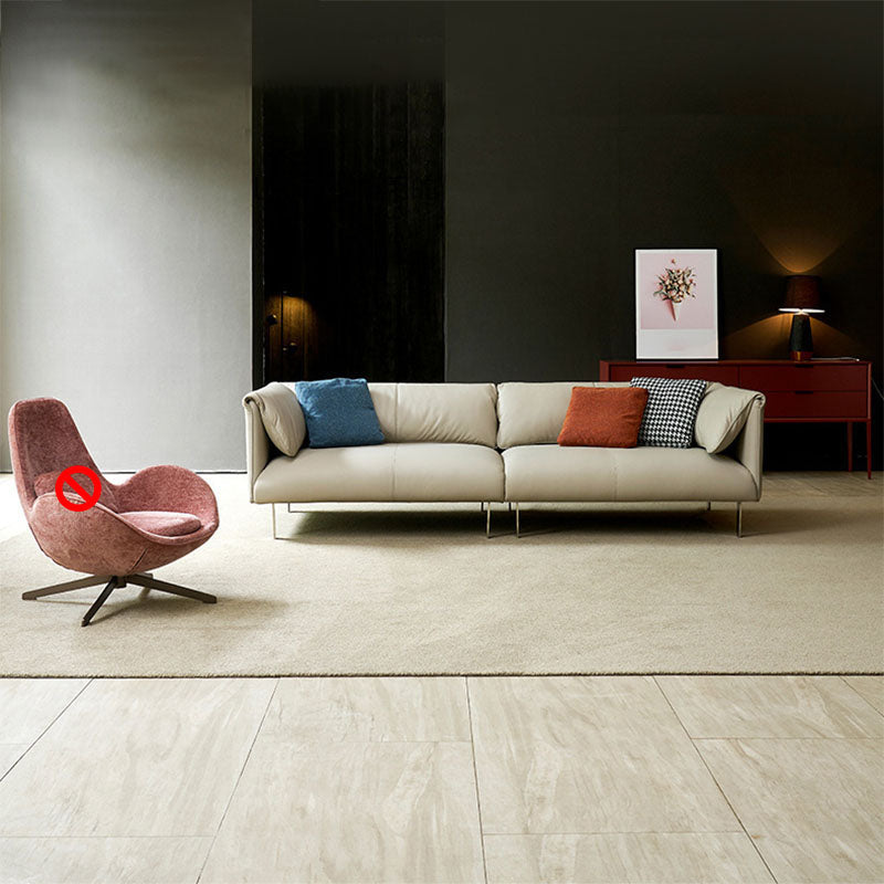 カーキタキシードアームソファのモダニズムレザーソファ3枕付きソファ