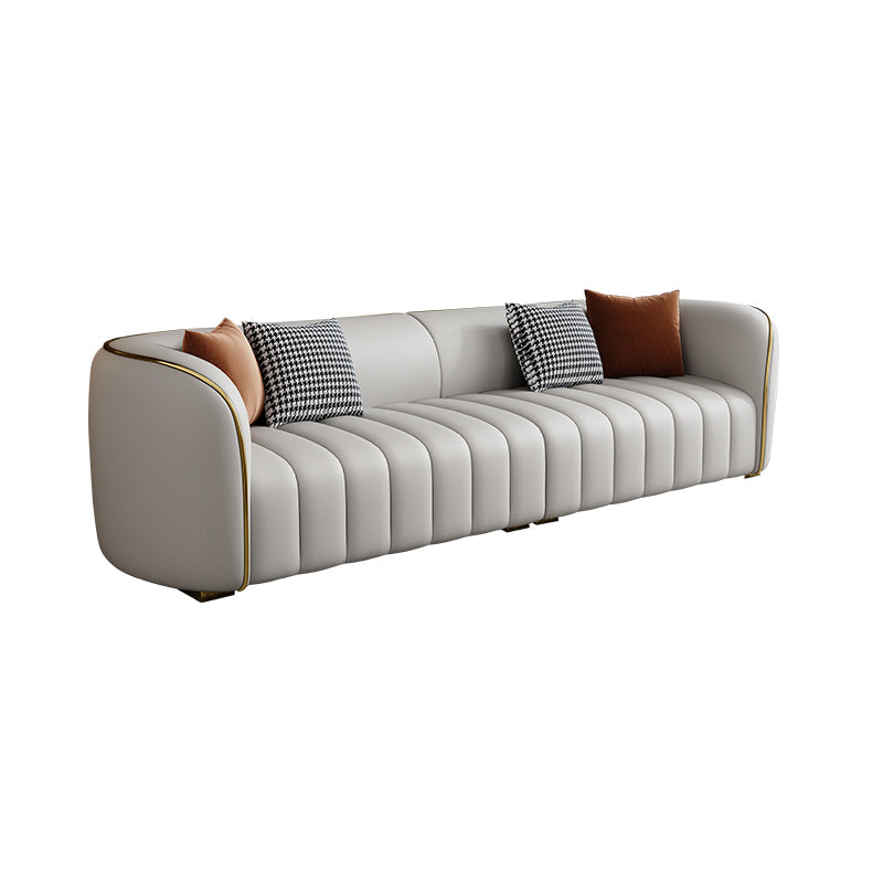 Modern Genuine Leather Sofa for Living Room Tuxedo Arm Sofa with Tight Back 110.2"L x 35.4"W x 29.5"H Clearhalo 'furn' 'furn_sofas' 'Furniture' 'Living Room Furniture' 'Sofa' 'sofas' 5822576