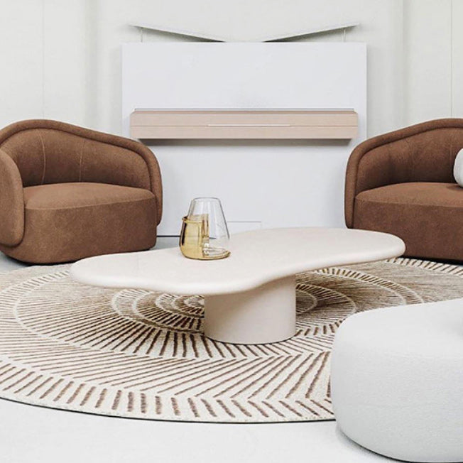 Scandinavian Pedestal Coffee Table Free form Wooden Cocktail Table for Living Room