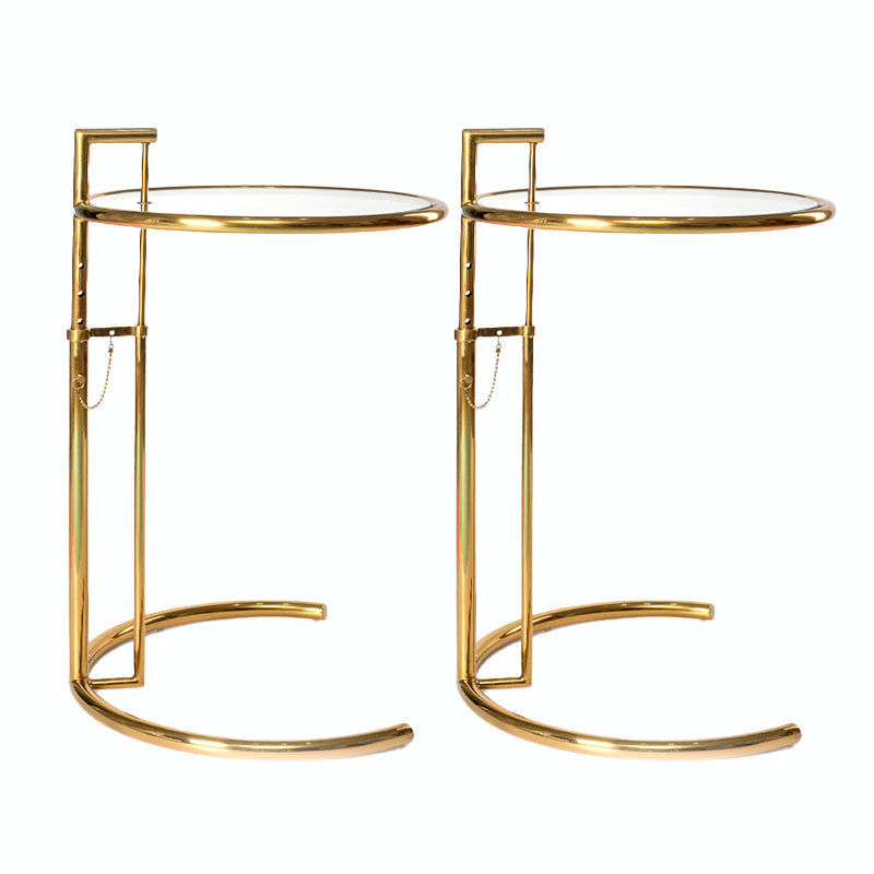 Moderne ronde glazen bovenste eindtafel 26.4 "Tall roestvrijstalen C bijzettafel