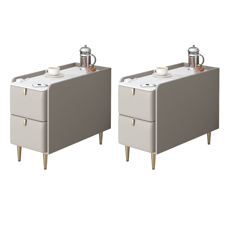 Tavola del lato superiore in ardesia rettangolare moderna 23.6 "Fine 4 gambe in metallo alto 4 gambe con 2 cassetti