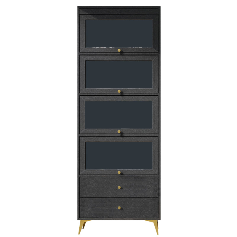 Mobile a 2 cassetti contemporanei in legno nero, mobile accento rettangolo