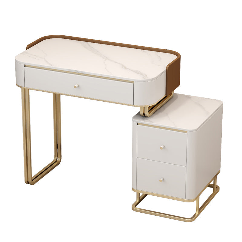 Stone Top Make-up Eitelkeit luxuriöser Metall-Schminktisch in Grau/Weiß