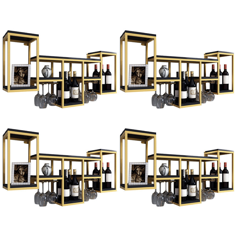 Wall Mounted Wine Holder Manufactured Wood Wine Holder Rack-41.7" X 7.87" X 23.6" Gold-Black 4 Piece Set Clearhalo 'furn' 'furn_wine_racks' 'Furniture' 'Kitchen & Dining Furniture' 'Wine Racks' 'wine_racks' 5828430