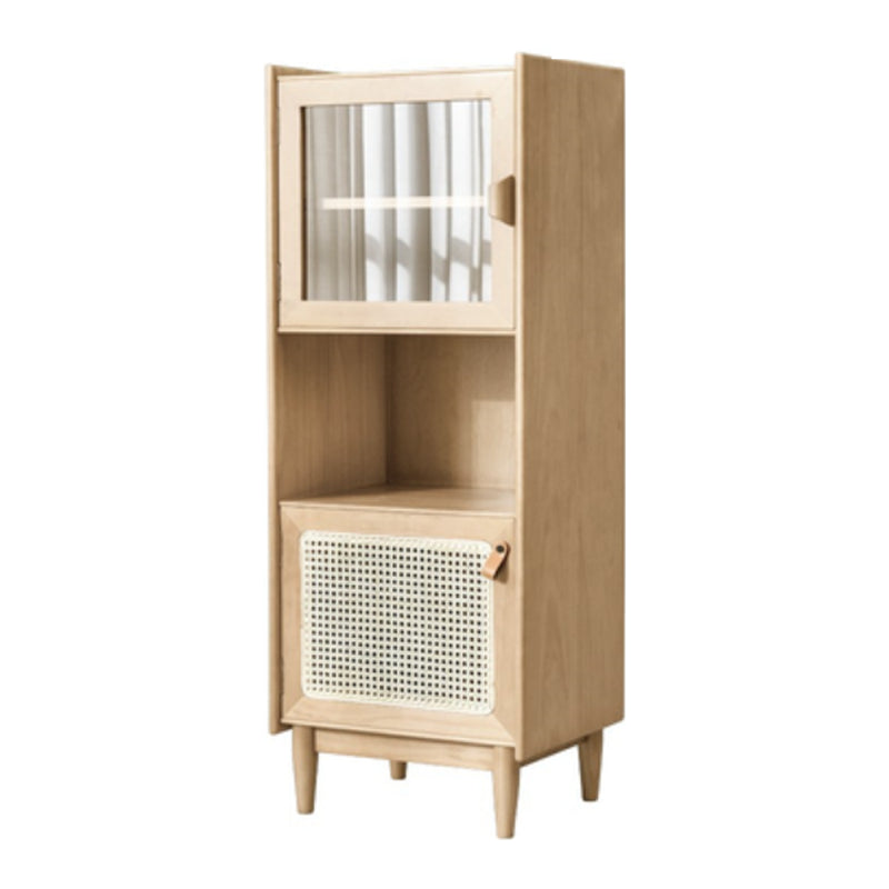 Modern Pine Wood 51.5 "H Sideboard Glass Doors Cabinets Dining Server voor woonkamer