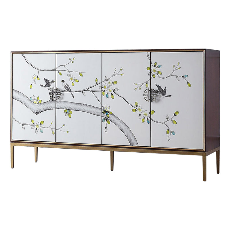 Birch Wood Dining Room Sideboard Cabinet Glam Server Cabinet with Storage 63"L x 16"W x 35"H Clearhalo 'buffet_sideboard' 'Buffets & Sideboards' 'furn' 'furn_buffet_sideboard' 'Furniture' 'Kitchen & Dining Furniture' 5828693
