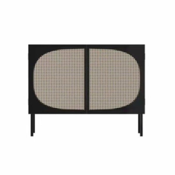 Serveur de buffet de rotin 2 portes serveur de cuisine en bois de 36 pouces de hauteur pour salle à manger