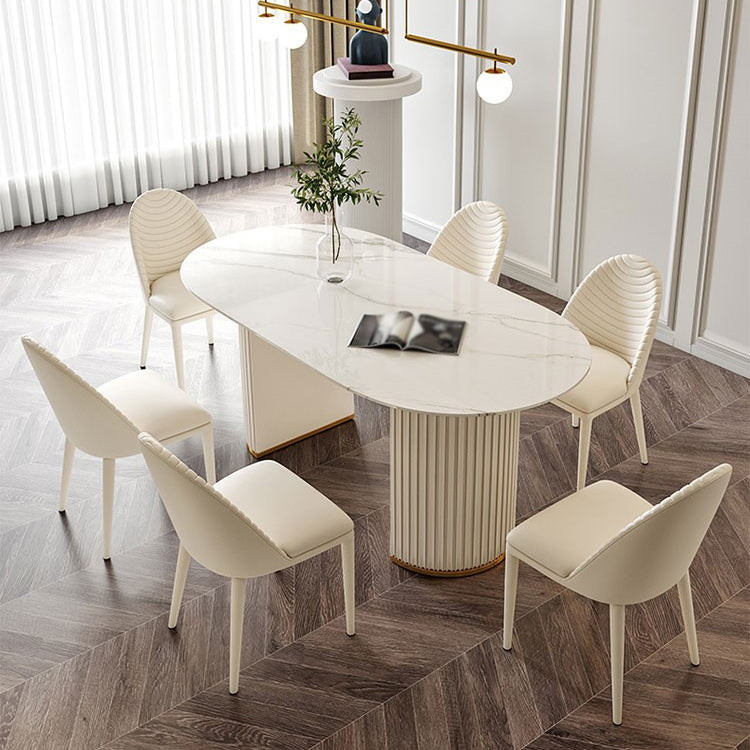 Traditional Luxury Dining Table Oval Sintered Stone Dining Table for Home Use 70.9"L x 35.4"W x 29.5"H Without Chairs Clearhalo 'Dining Tables & Seating' 'Dining Tables' 'dining_table' 'furn' 'furn_dining_table' 'Furniture' 'Kitchen & Dining Furniture' 5829083