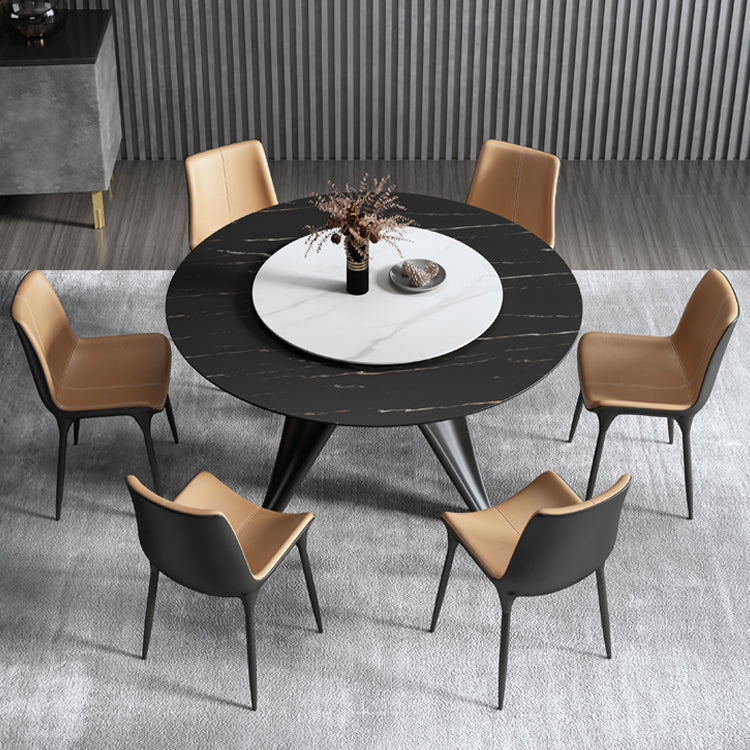 Round Stone Table Modern Style Dining Site Table With Tripod Base