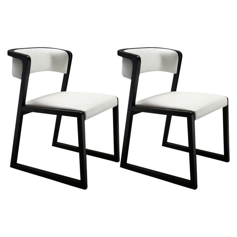 Open Back Side Chair Industrial Style PU Leather Dining Chairs for Home White 2 Piece Set Clearhalo 'Dining Chairs' 'Dining Tables & Seating' 'dining_chair' 'furn' 'furn_dining_chair' 'Furniture' 'Kitchen & Dining Furniture' 5829353