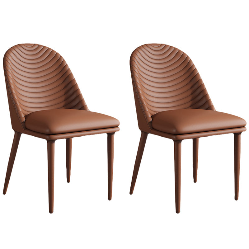 Modern Dining Room Side Chairs Faux Leather Armless Dining Chairs