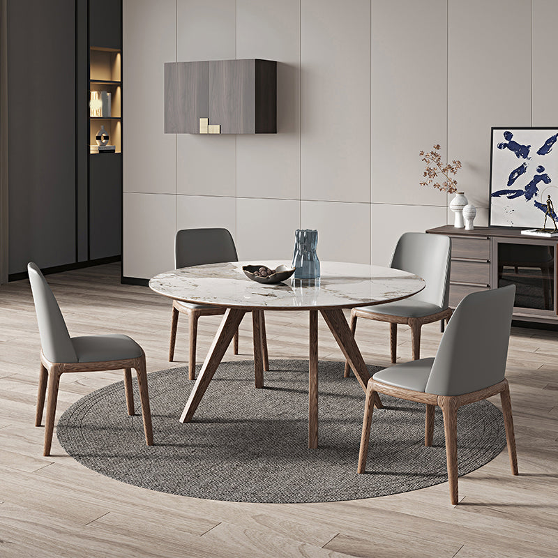 Round Dining Table Set 1/4/5 Pcs Solid Wood Frame Solid Wood Frame 5 Pieces: Table, 4 Chairs Clearhalo 'Dining Room Sets' 'Dining Tables & Seating' 'dining_room_set' 'furn' 'furn_dining_room_set' 'Furniture' 'Kitchen & Dining Furniture' 5832934