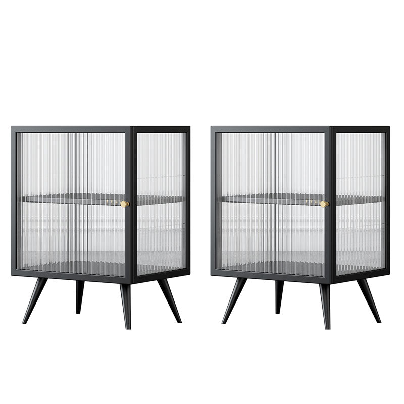 金属とガラスのナイトスタンドコンテンポラリーシェルフの夜のテーブルと脚