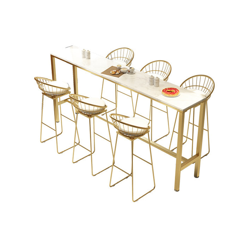 1/7 Pieces Luxurious Rectangular Pub Table Set Artificial Marble Top Counter Table Set