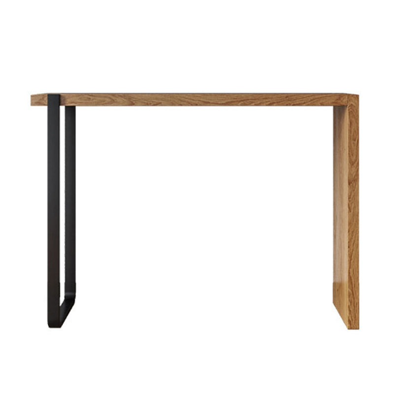 Tavolo da bar moderno in legno in legno tavolo da pub marrone con doppio piedistallo