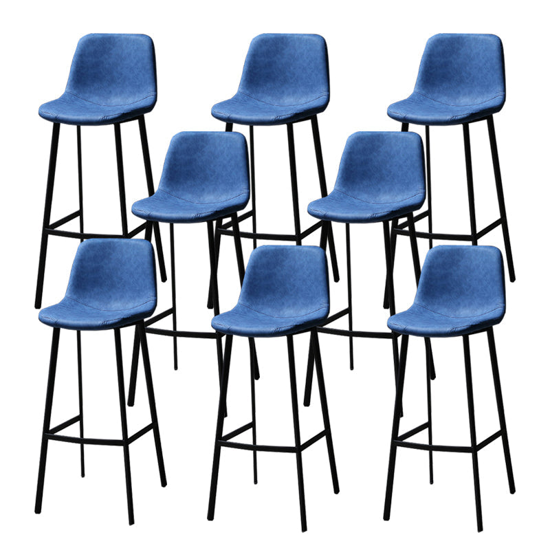 Faux Leather Saddle Seat Barstool Contemporary Armless Bar Stool with 4 Black Legs Blue 8 Piece Set Clearhalo 'Bar Furniture' 'Bar Stools' 'bar_stools' 'furn' 'furn_bar_stools' 'Furniture' 'Kitchen & Dining Furniture' 5838961