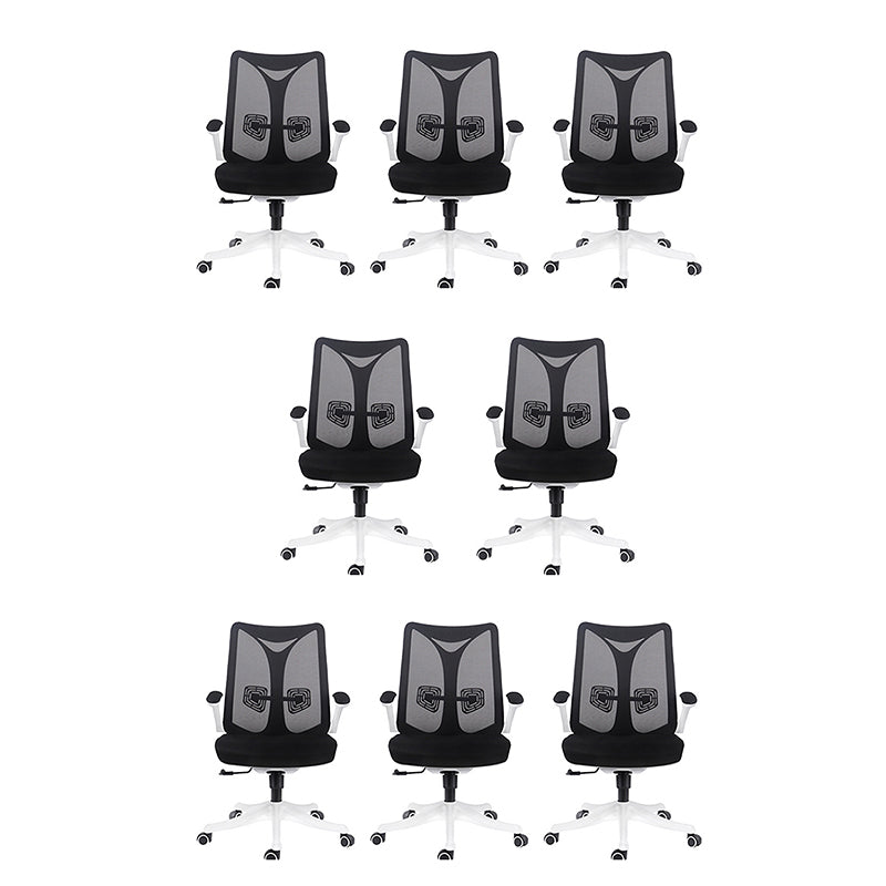 Moderner Computerstuhl Verstellbarer Armlehnenstuhl Nylon Mid-Back Stuhl